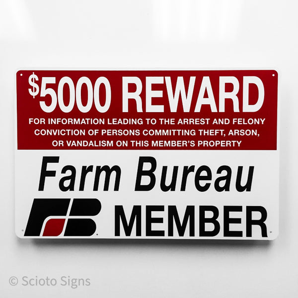 Panneau Métallique Décoratif $500 Reward Farm Bureau - En Tôle - Neuf