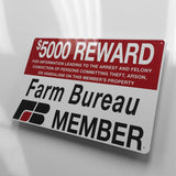 Farm Bureau Reward Metal Sign - Sign Store