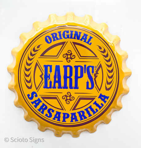 Earp's Sarsaparilla Soda Bottle-Cap Sign